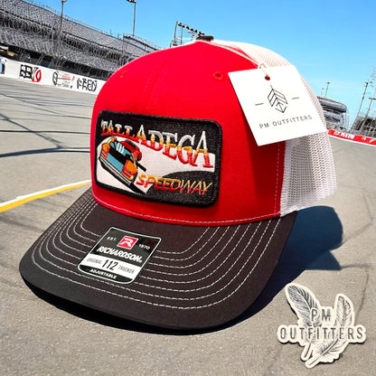 Retro Talladega Speedway Patch Richardson 112 Black Red White Trucker Hat