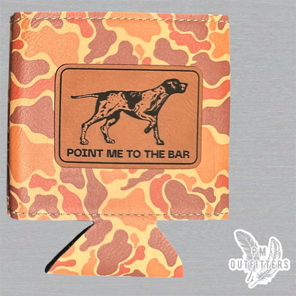 PM Outfitters Custom Laser Engraved “Point Me To The Bar” Premium Camouflage Leatherette Can Koozie