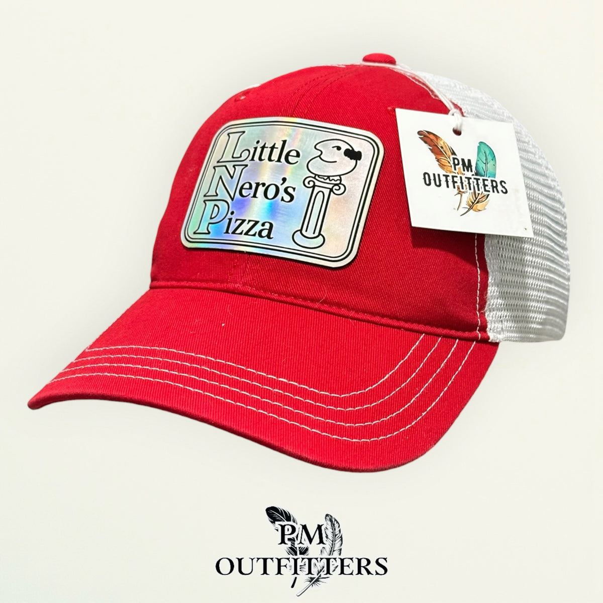 Little Nero's Pizza Richardson 112 trucker hat interior tag detail