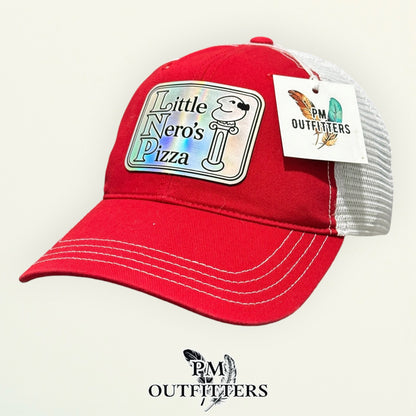 Little Nero's Pizza Richardson 112 trucker hat interior tag detail