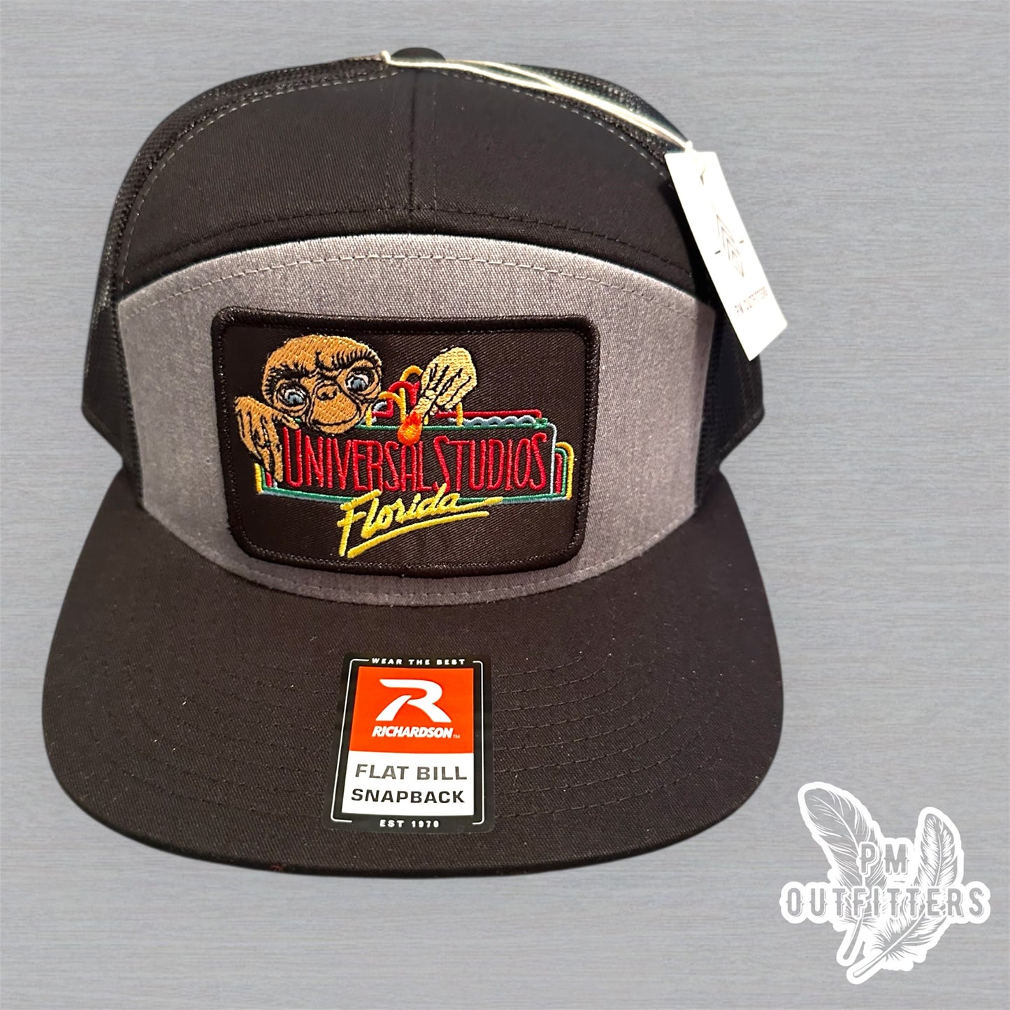 Universal Studios Florida Trucker Hat - Retro Patch Richardson 168 Gray Black