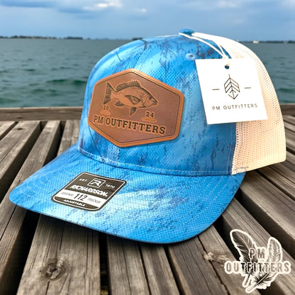PM Outfitters Custom Logo Red Snapper Patch | Realtree Fishing Richardson 112 Trucker Hat