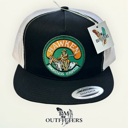 Hawken Smokeless Tobacco Hat | Yupoong 6006 Black & White Flatbill