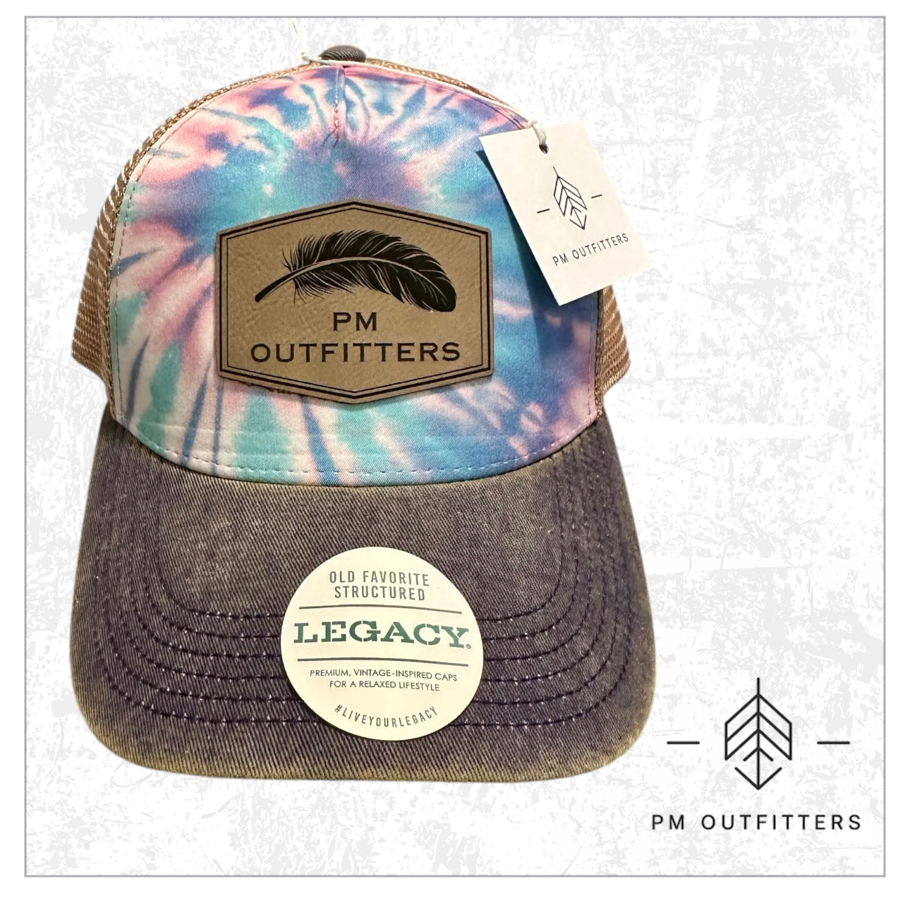 PM Outfitters Logo Tie Dye Trucker Hat