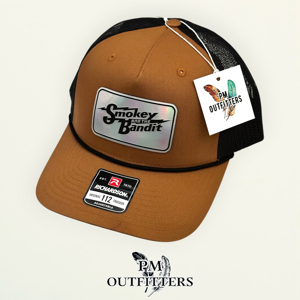 PM Outfitters hang tag Smokey and the Bandit trucker hat