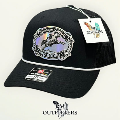 Copenhagen Skoal Pro Rodeo patch detail bucking bronco holographic oval