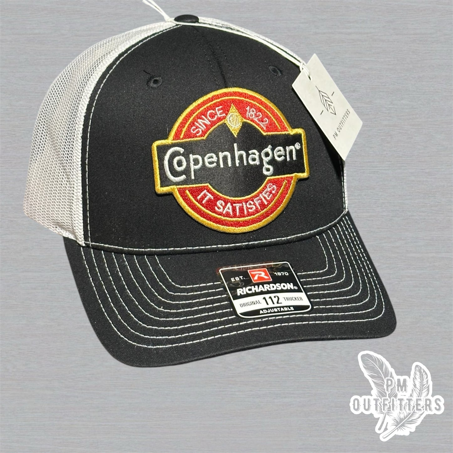 Black & White Richardson 112 Trucker Hat with Copenhagen Vintage Patch