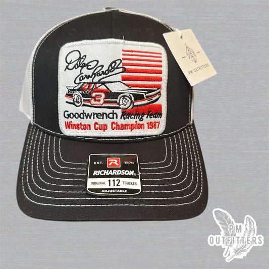 Dale Earnhardt 1987 Winston Cup Champion Trucker Hat - PM Outfitters Vintage Patch | Richardson 112 Black White
