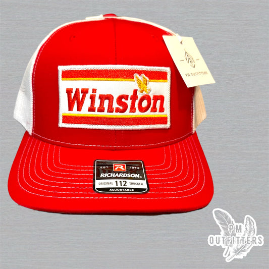 Winston Trucker Hat - Retro Patch Richardson 112 Red White