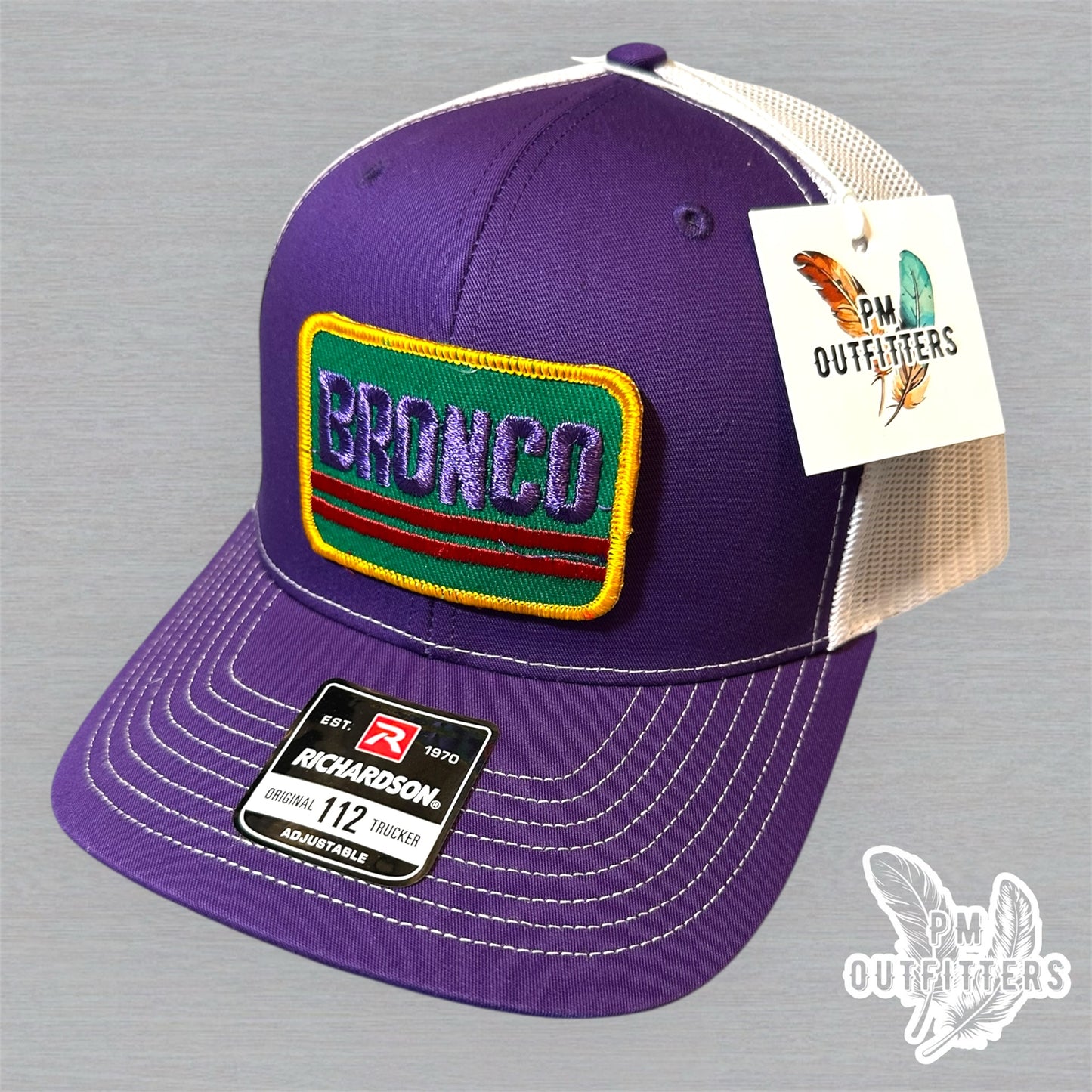 Ford Bronco Vintage Patch Trucker Hat - Richardson 112 Purple White