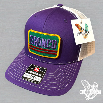Ford Bronco Vintage Patch Trucker Hat - Richardson 112 Purple White