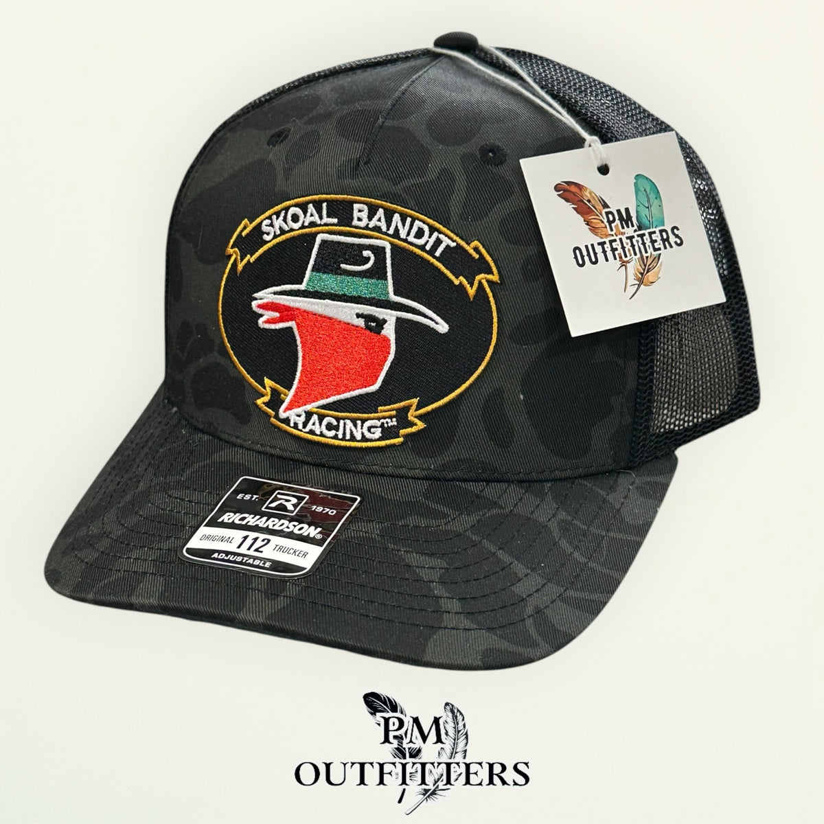 Skoal Bandit Racing Richardson 112 camo trucker hat interior tag detail