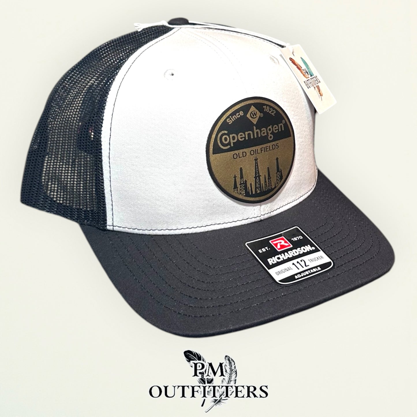 Copenhagen Old Oilfields Hat — Richardson 112 White & Black Custom Design