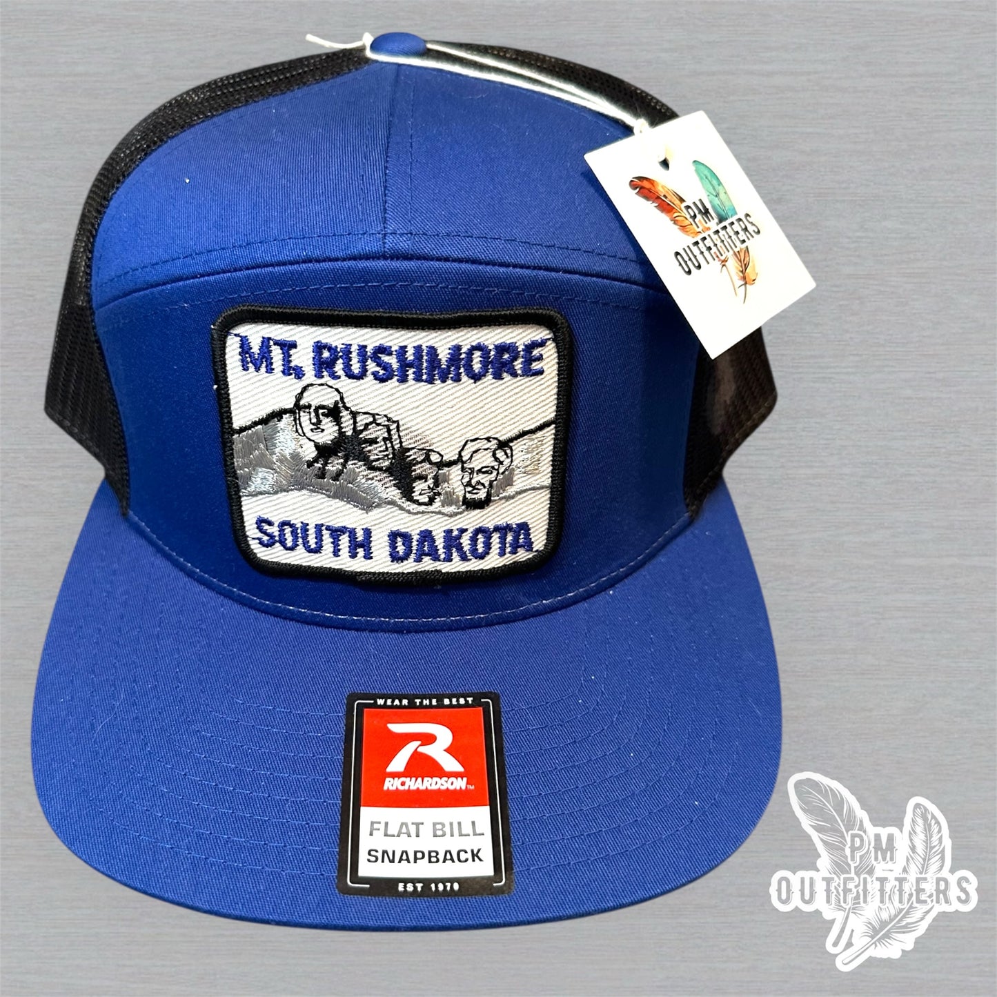 Vintage Mount Rushmore Patch Trucker Hat - Richardson 168 Blue Black