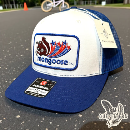 Mongoose BMX Trucker Hat - Retro Patch Richardson 112 Royal Blue White