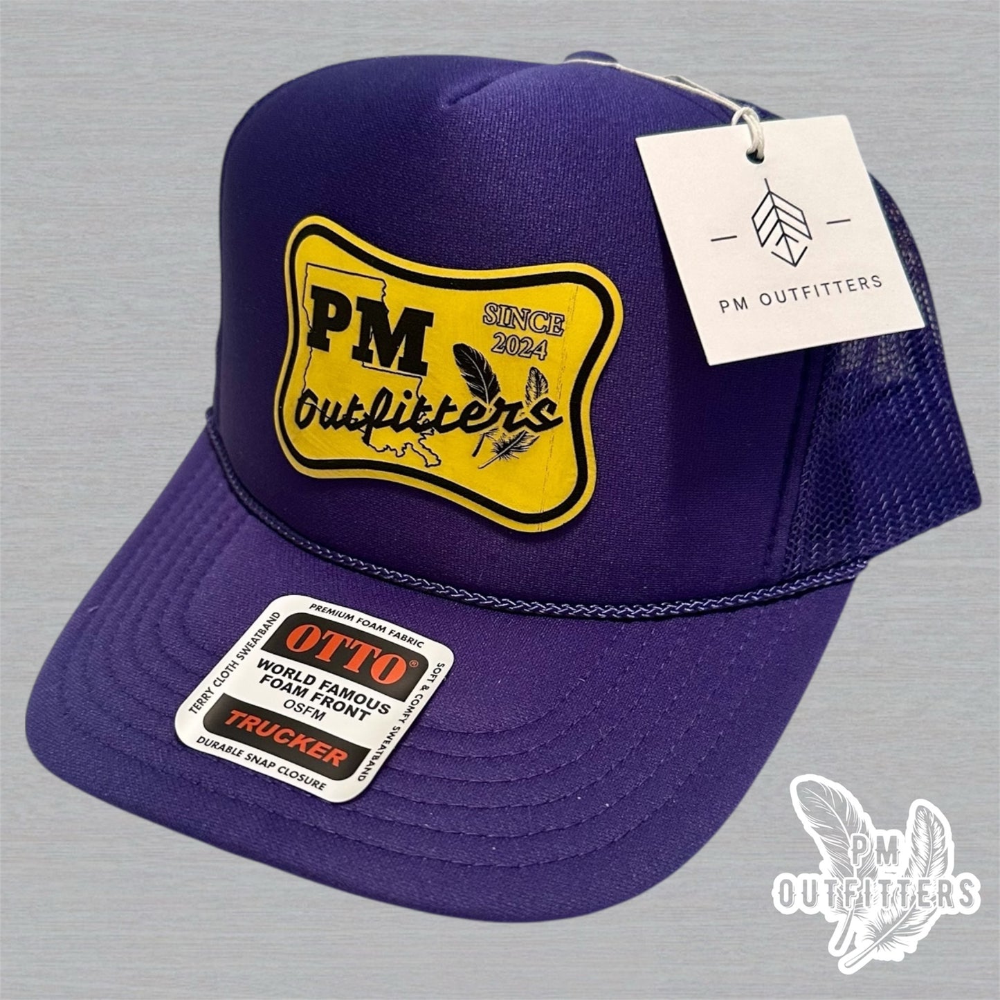 PM Outfitters LSU Logo Design Foam Front Rope Trucker Hat