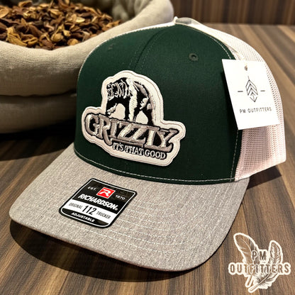 Grizzly “It’s That Good” Trucker Hat - Green, Gray & White Richardson 112