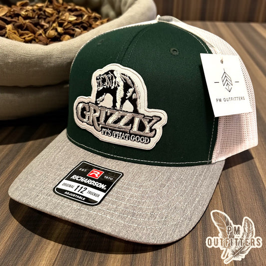 Grizzly “It’s That Good” Trucker Hat - Green, Gray & White Richardson 112