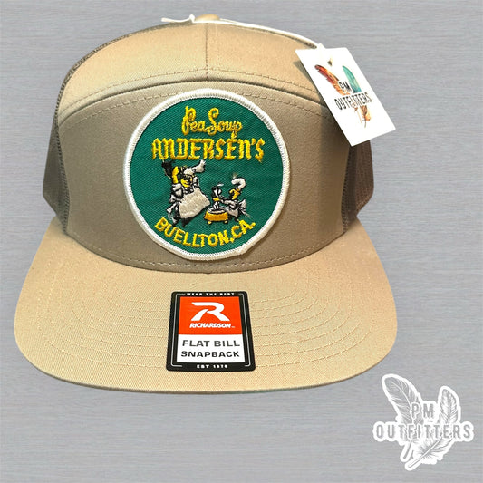 Vintage Andersen's Pea Soup Buellton CA Patch Trucker Hat - Richardson 168 Khaki Loden