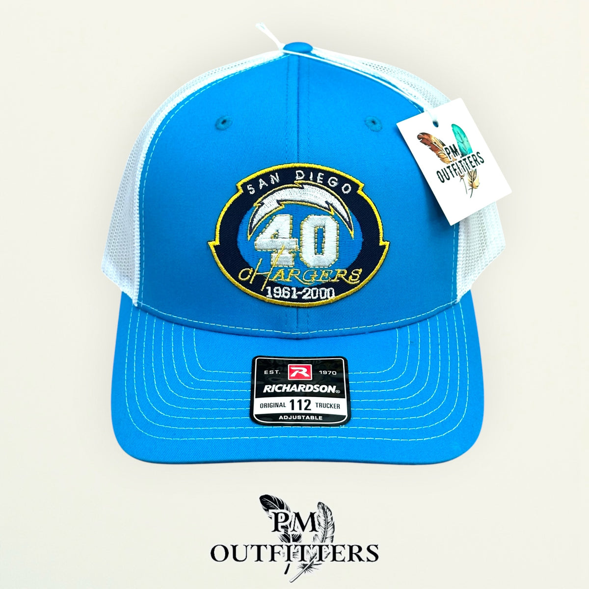 San Diego Chargers 40th anniversary patch detail lightning bolt 1961 2000