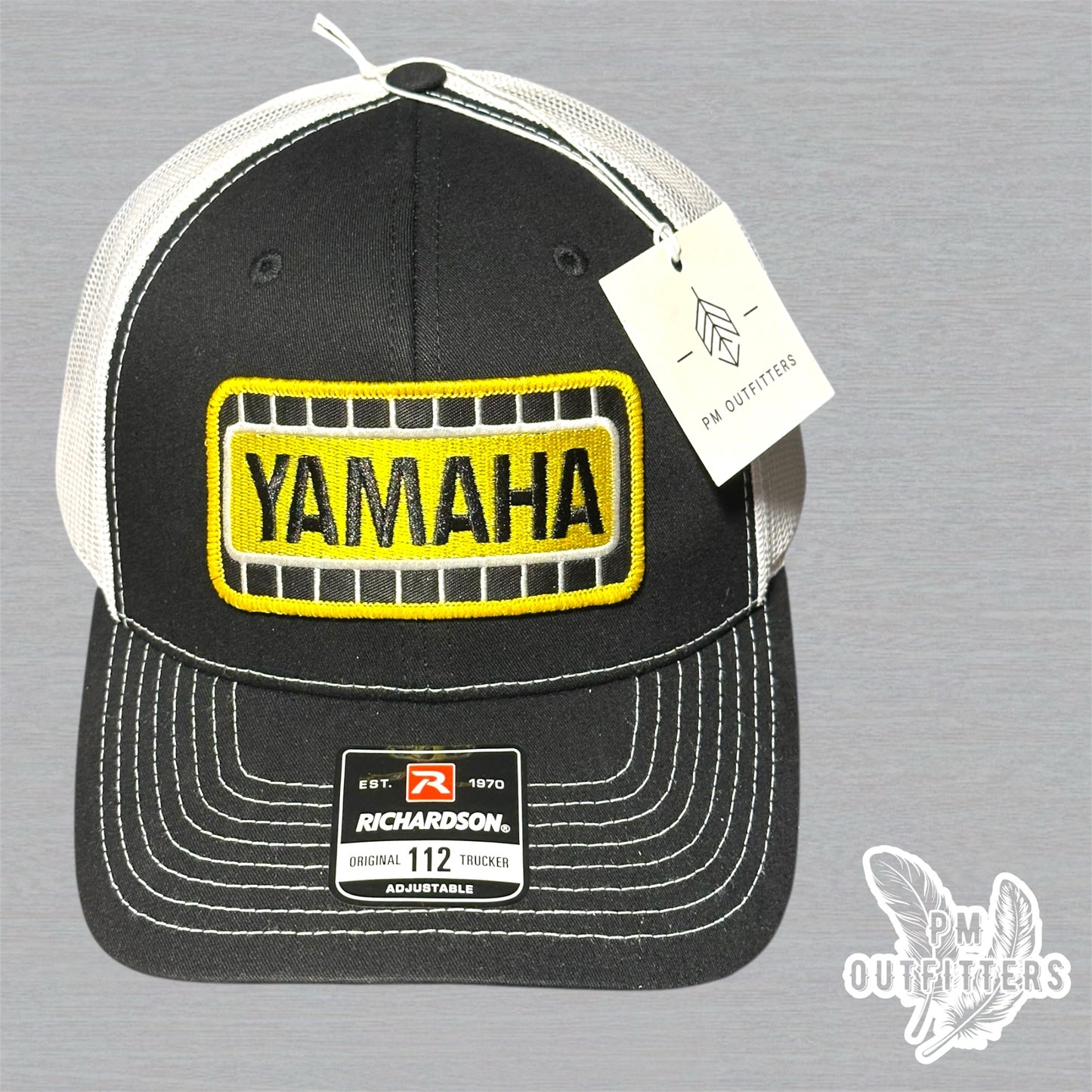 Vintage Style Yamaha Embroidered Patch Black & White Richardson 112 Trucker Hat