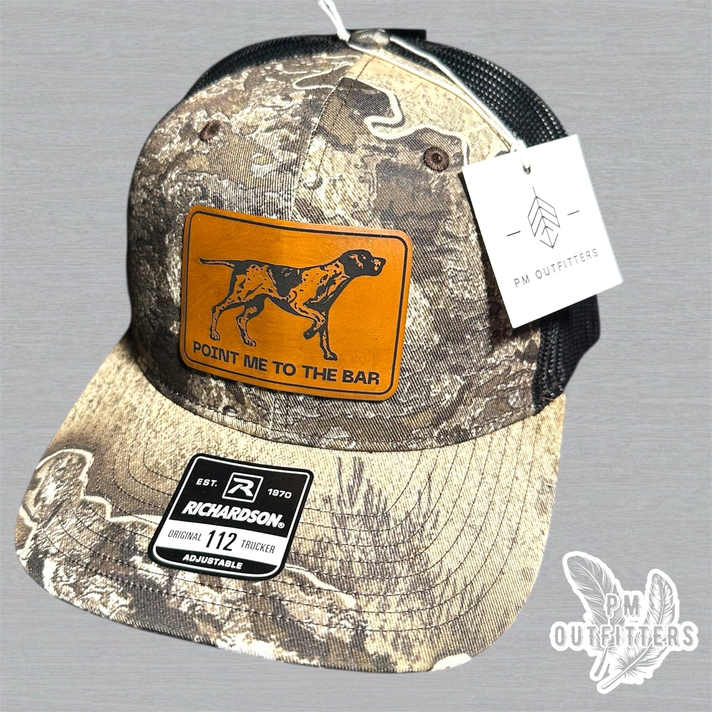 PM Outfitters “Point Me to the Bar” Custom Design - Richardson 112 Realtree Excape Camo Trucker Hat