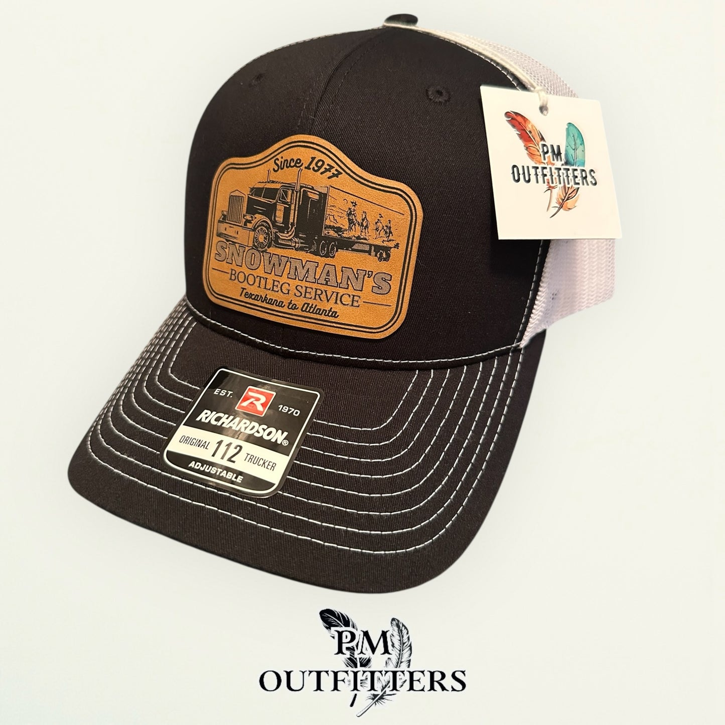 Snowman’s Bootleg Service Trucker Hat — Richardson 112 Black & White | PM Outfitters Exclusive Design