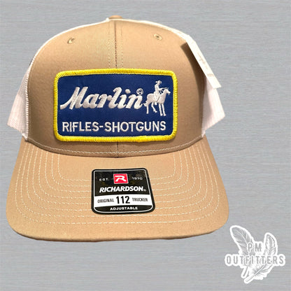 Vintage Marlin Rifles-Shotguns Trucker Hat - Khaki & White Richardson 112