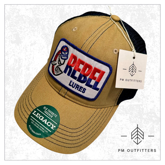 Rebel Lures Fishing Vintage Patch Low Profile Trucker Hat