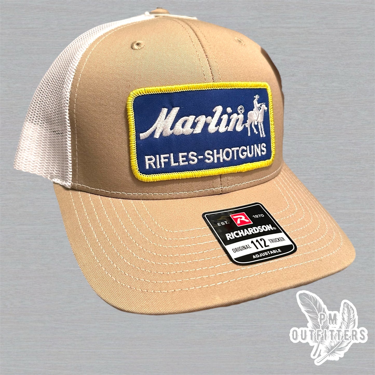 Vintage Marlin Rifles-Shotguns Trucker Hat - Khaki & White Richardson 112