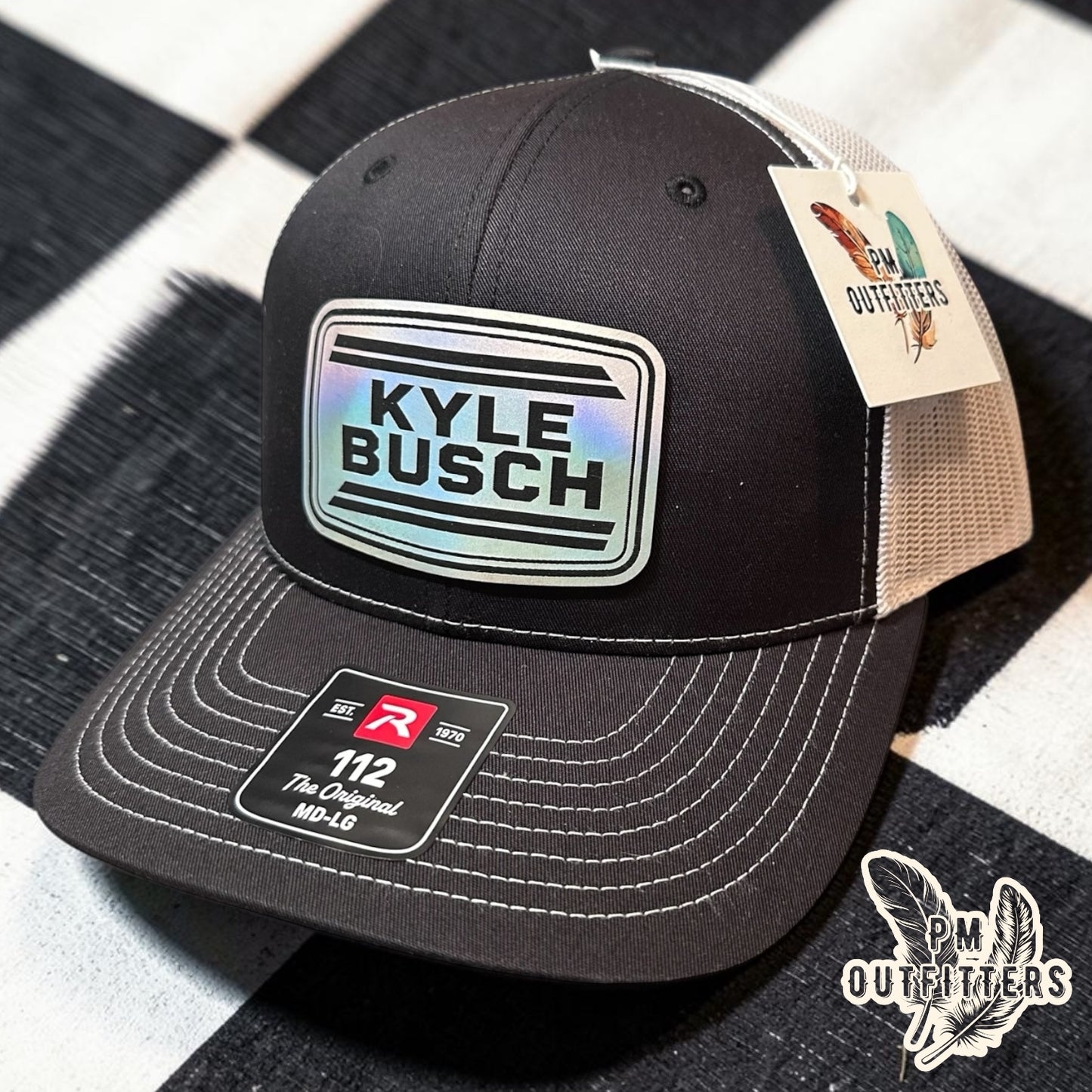 Kyle Busch Memorial Hat - In Memory of Rowdy (1985-2026) | Richardson 112 Black White Tribute