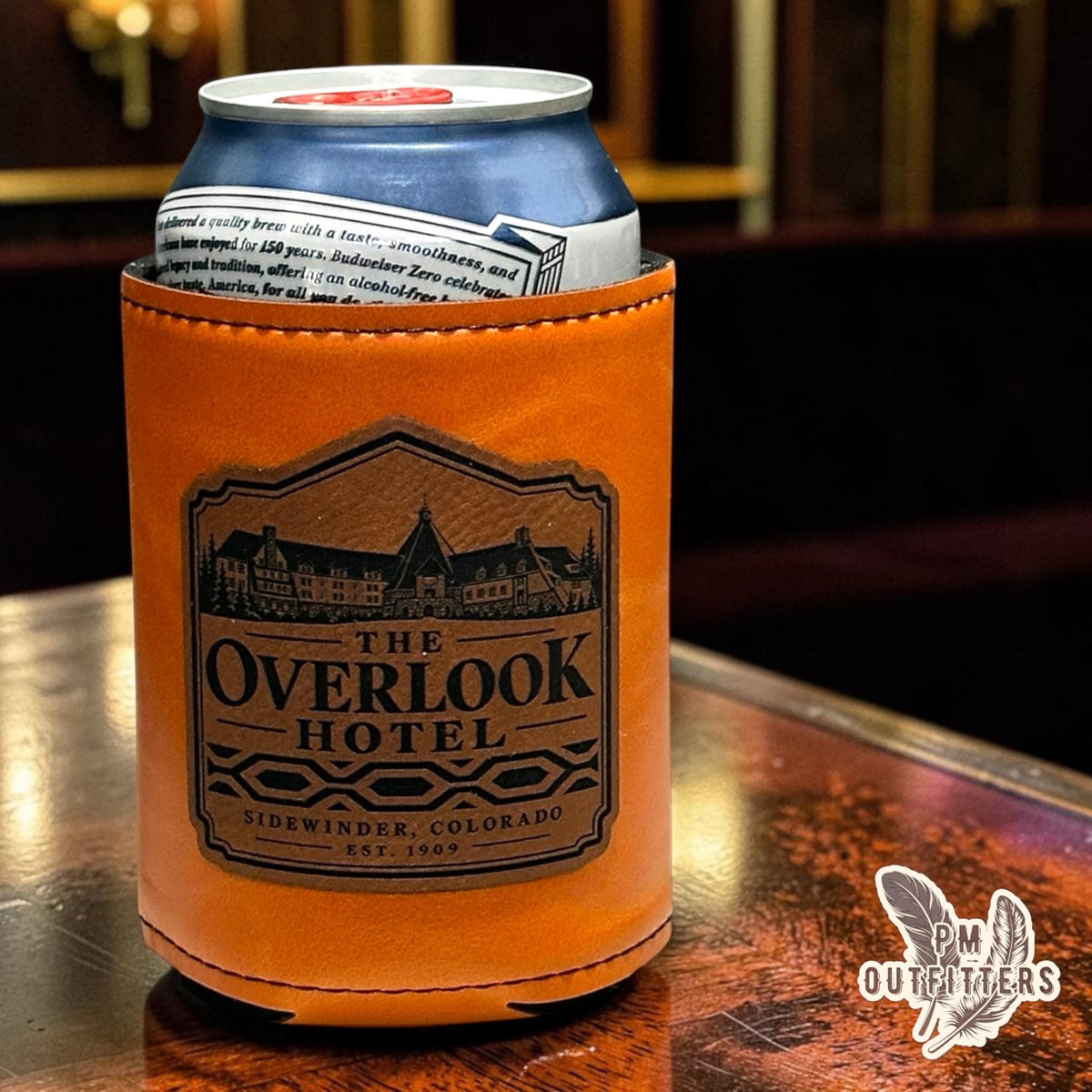 PM Outfitters Laser Engraved The Overlook Hotel Leatherette Koozie