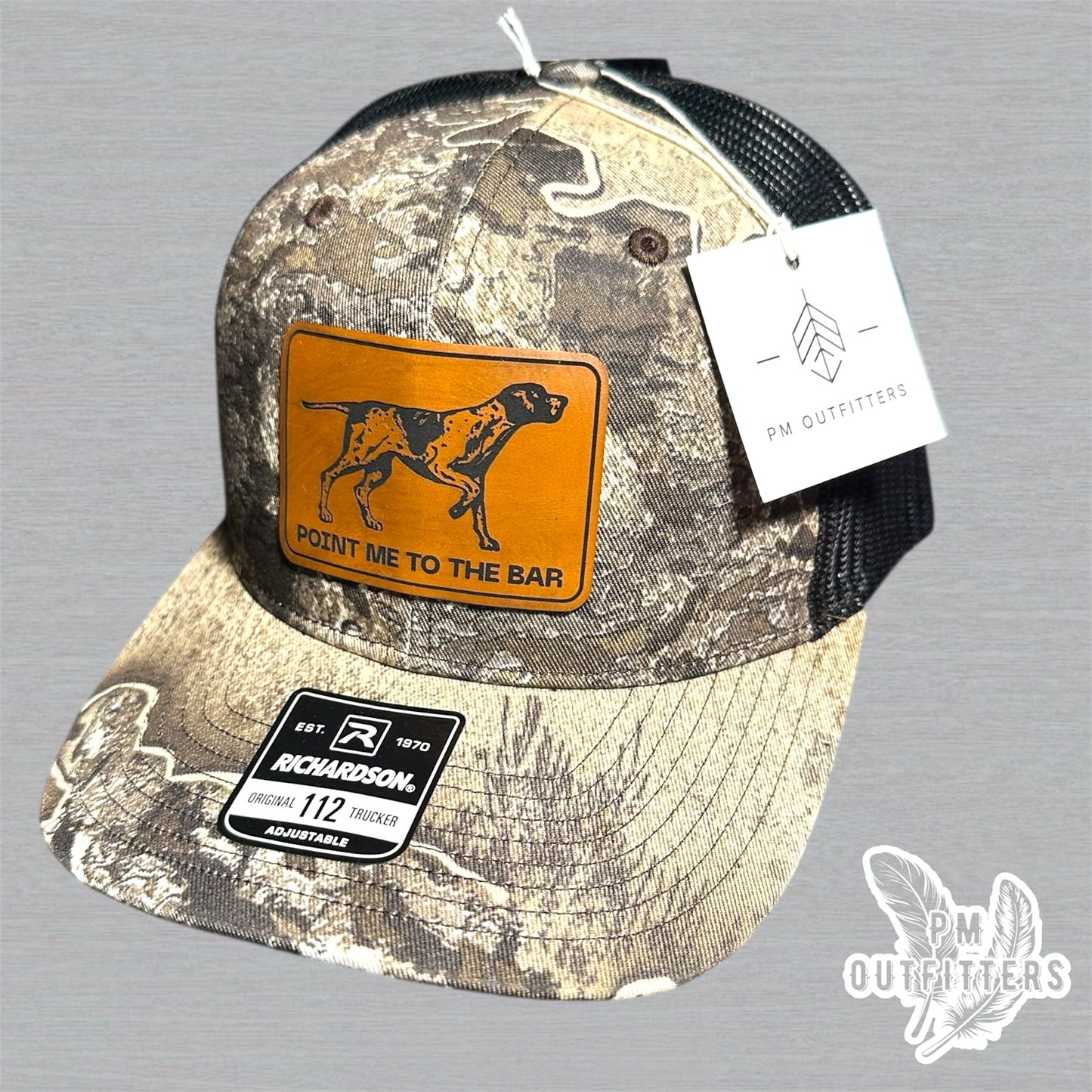 PM Outfitters “Point Me to the Bar” Custom Design - Richardson 112 Realtree Excape Camo Trucker Hat