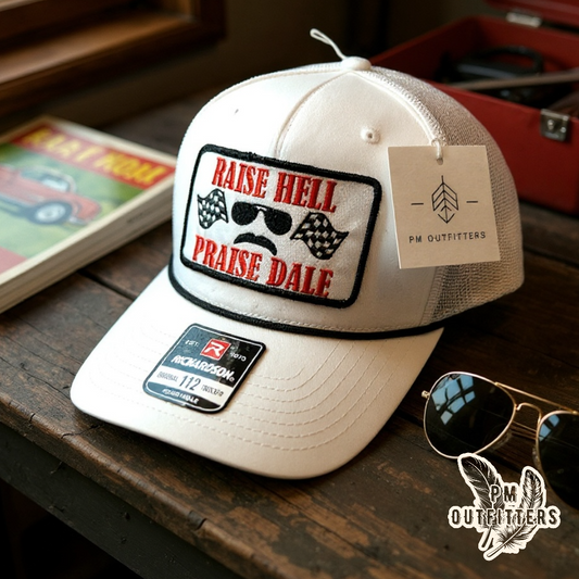 Raise Hell Praise Dale Retro NASCAR Rope Trucker Hat
