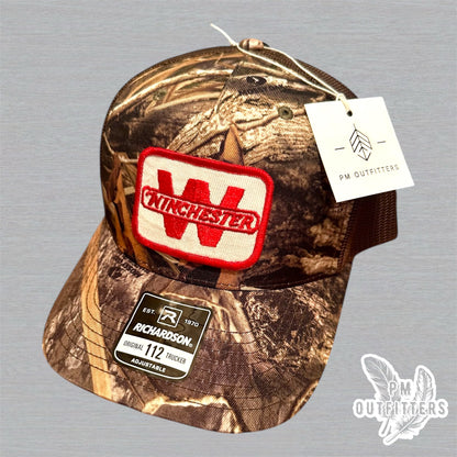 Winchester Firearms Vintage Patch Trucker Hat - Richardson 112 Mossy Oak Shadow Grass Camo