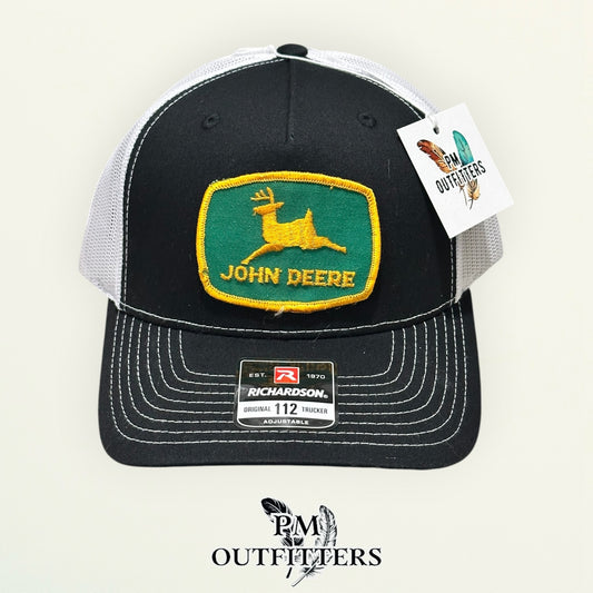 John Deere True Vintage Patch Trucker Hat – PM Outfitters | Richardson 112 Black White Authentic Farm Heritage Collectible