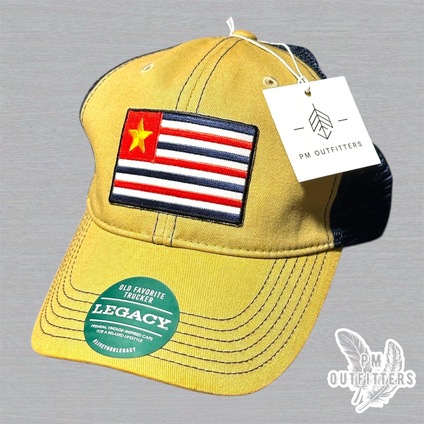 Retro 1861 Louisiana State Flag Patch - Khaki & Navy Legacy Trucker Hat