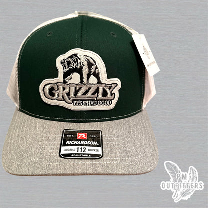 Grizzly “It’s That Good” Trucker Hat - Green, Gray & White Richardson 112