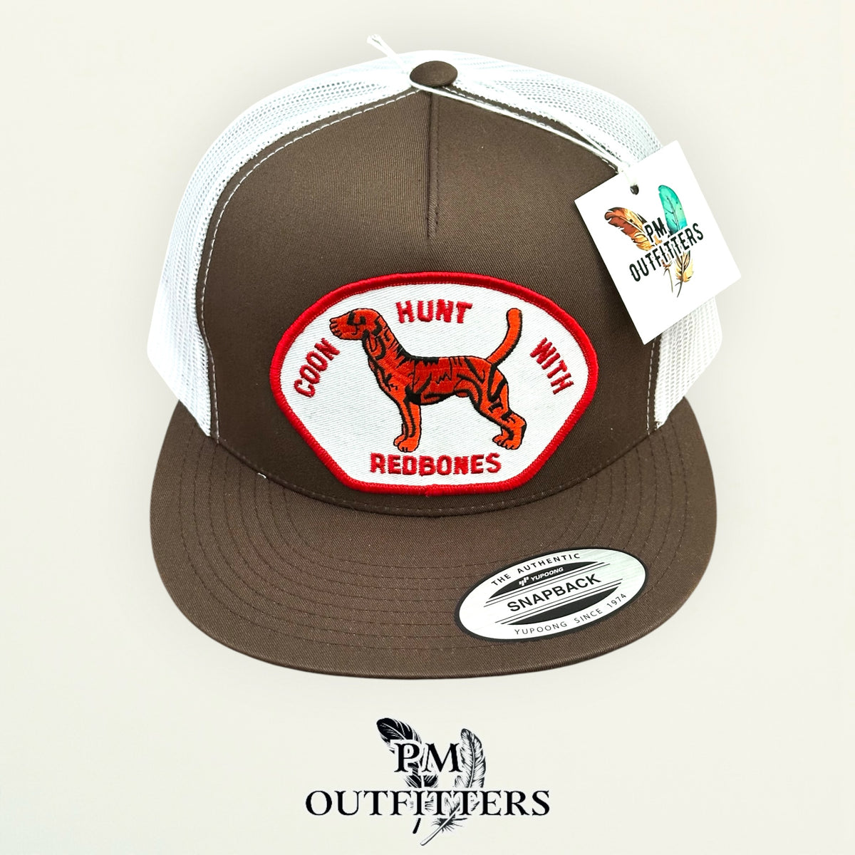 Coon Hunt With Redbones trucker hat white mesh back YP Classics 6006