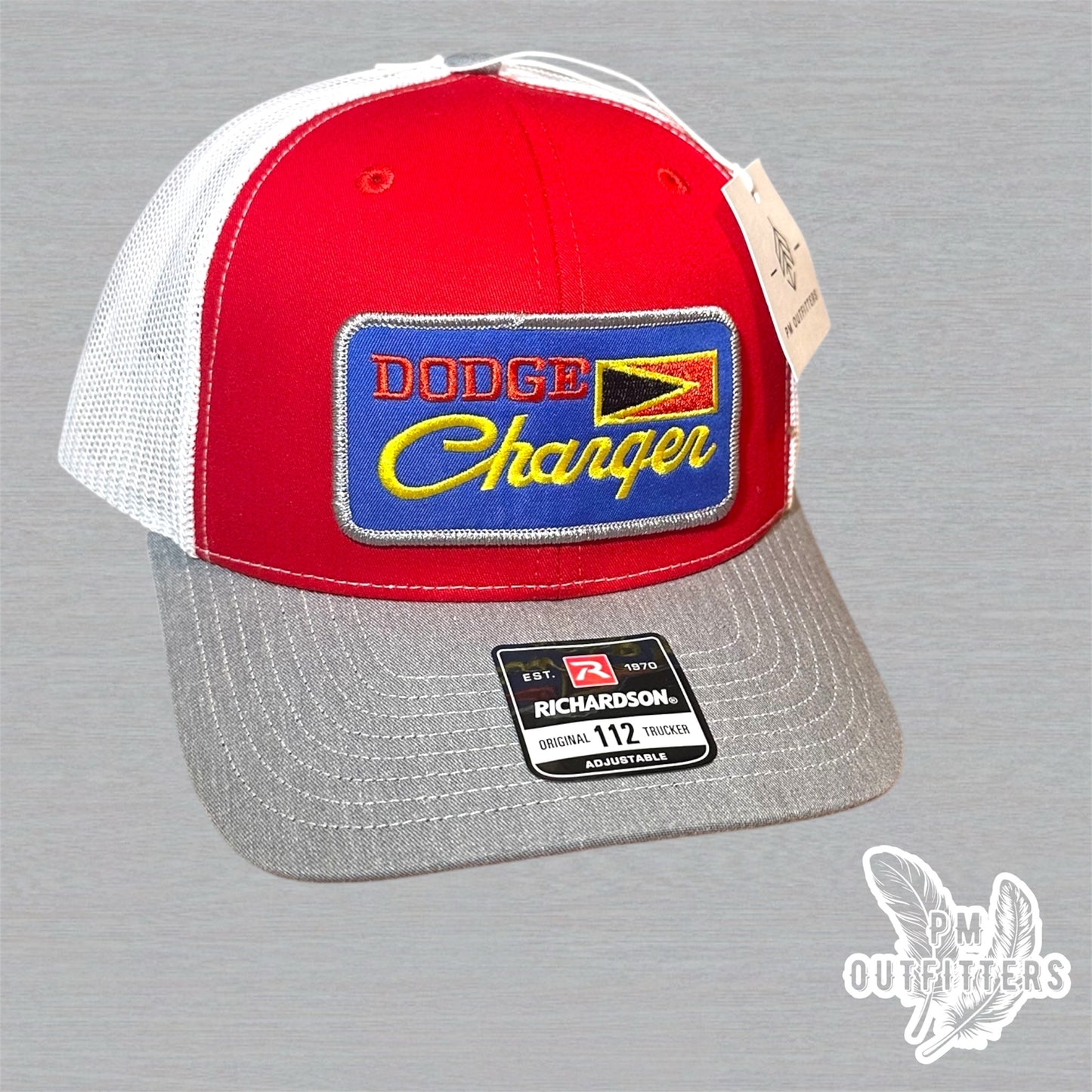 Vintage Dodge Charger Trucker Hat - Red, White & Gray Richardson 112