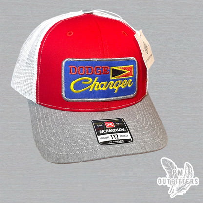 Vintage Dodge Charger Trucker Hat - Red, White & Gray Richardson 112