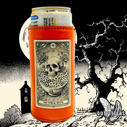 The Cereal Killer Tarot Card Custom Design Leatherette Slim Can Koozie