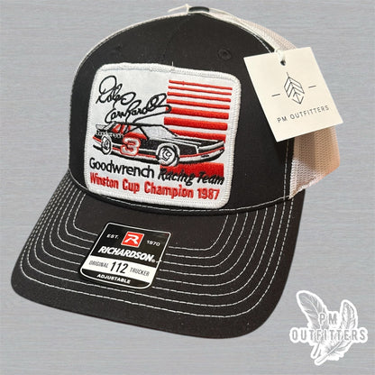 Dale Earnhardt 1987 Winston Cup Champion Trucker Hat - PM Outfitters Vintage Patch | Richardson 112 Black White