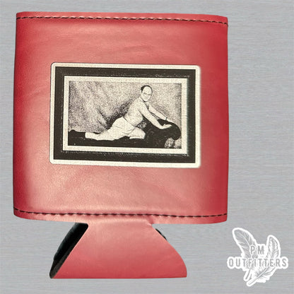 PM Outfitters Custom Laser Engraved Seinfeld George Costanza Portrait Premium Leatherette Can Cooler - Maroon Koozie