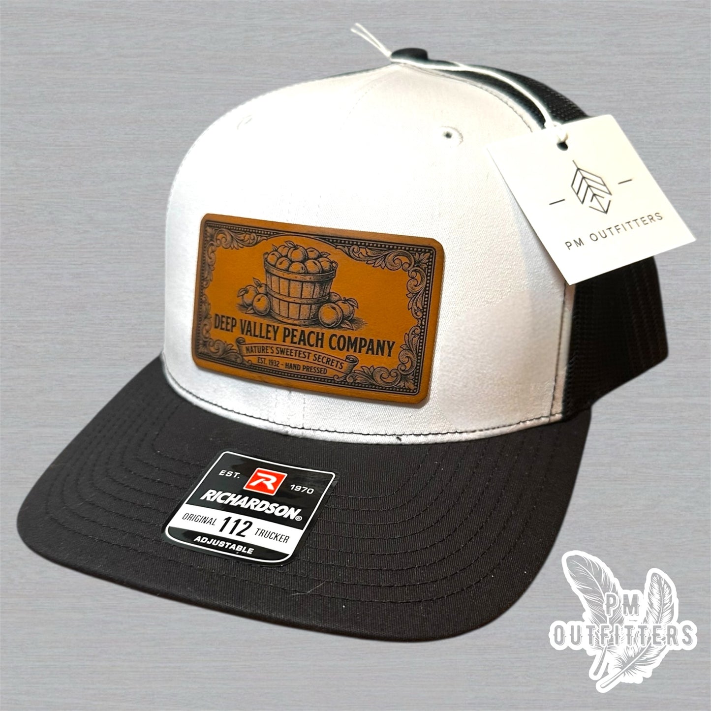 Deep Valley Peach Company Hat - White & Black Richardson 112
