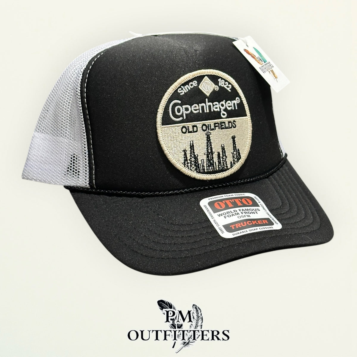 Copenhagen Old Oilfields trucker hat white mesh back Otto foam front rope