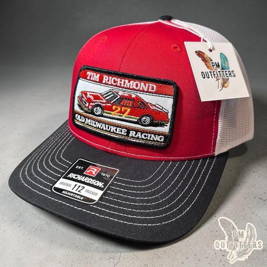 Tim Richmond #27 Old Milwaukee Racing Trucker Hat - PM Outfitters | Richardson 112 Red Black White NASCAR