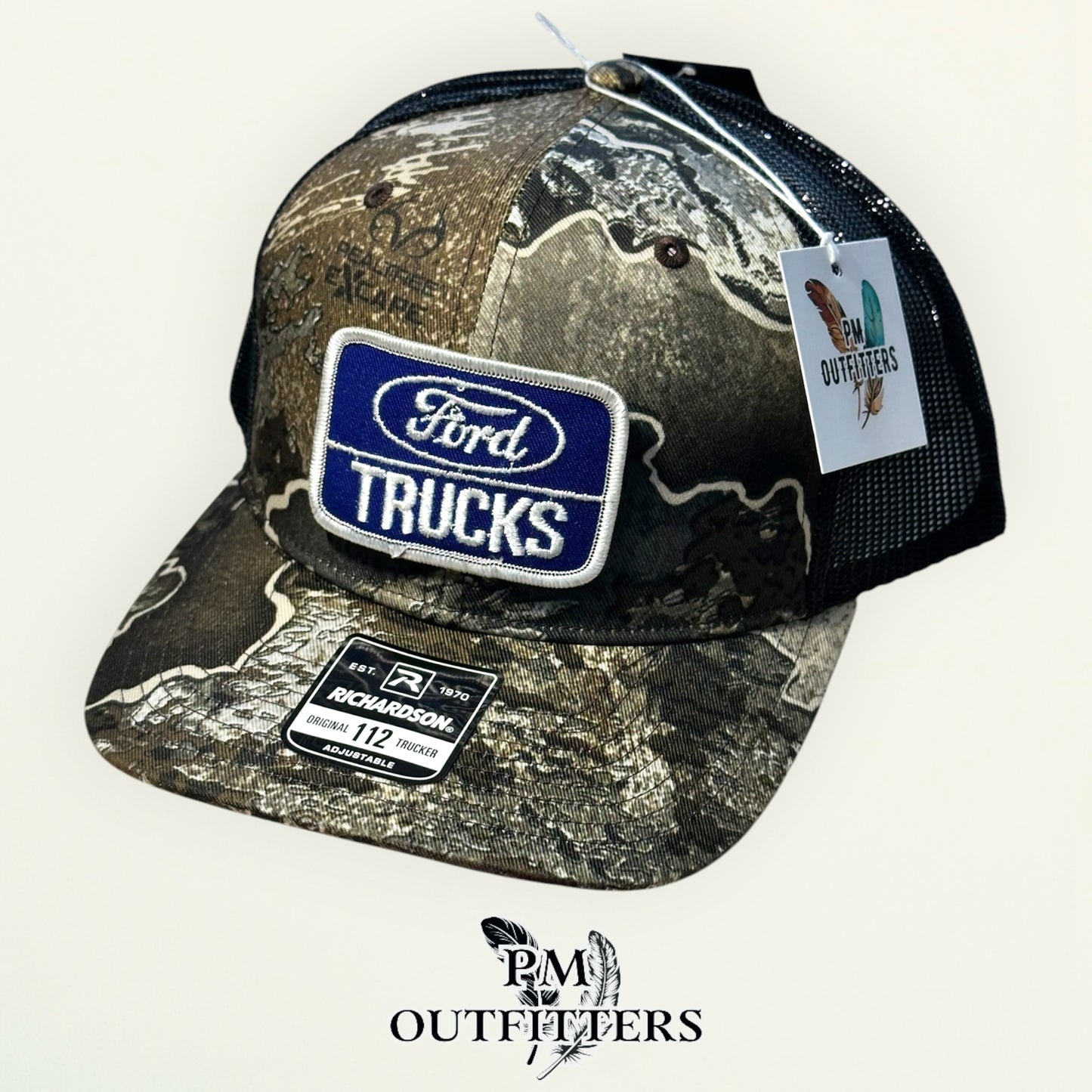 Ford Trucks Vintage Patch Trucker Hat - Authentic 1970s-80s | Richardson 112 Realtree Excape Camo