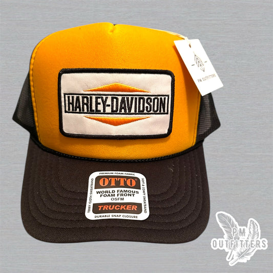 Vintage Harley-Davidson Trucker Hat - Gold & Black Otto Foam Front