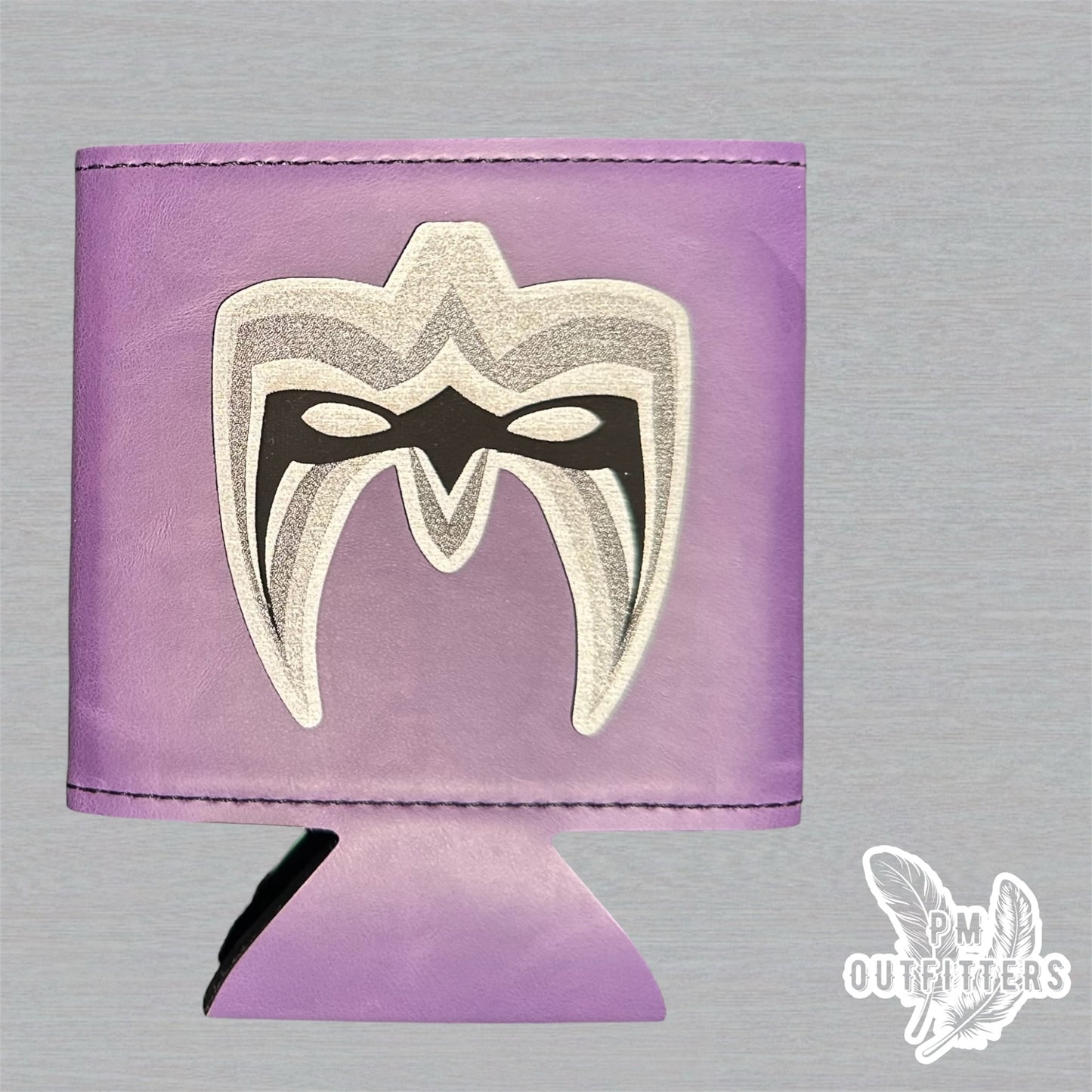 PM Outfitters Custom Laser Engraved Ultimate Warrior Wrestling Mask Premium Leatherette Can Koozie